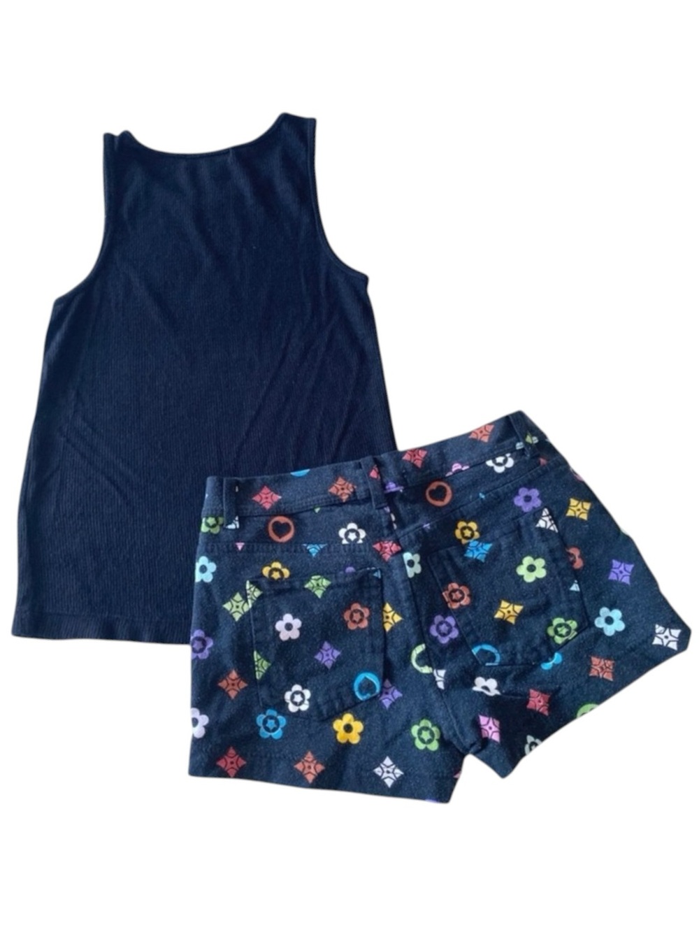 Flowers by Zoe ꕥ Handbag Patch Crystal Embellish Top ꕥ Black Colorful Print ꕥ 5 - Picture 6 of 16